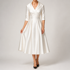 Ella | Womens Long Sleeve Wedding Guest Elegant Evening Waist Cinching Maxi Dress, Off White