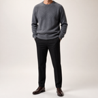Elliott | Mens Knit Sweater Crew Neck Warm Winter Knitted Pullover, Grey