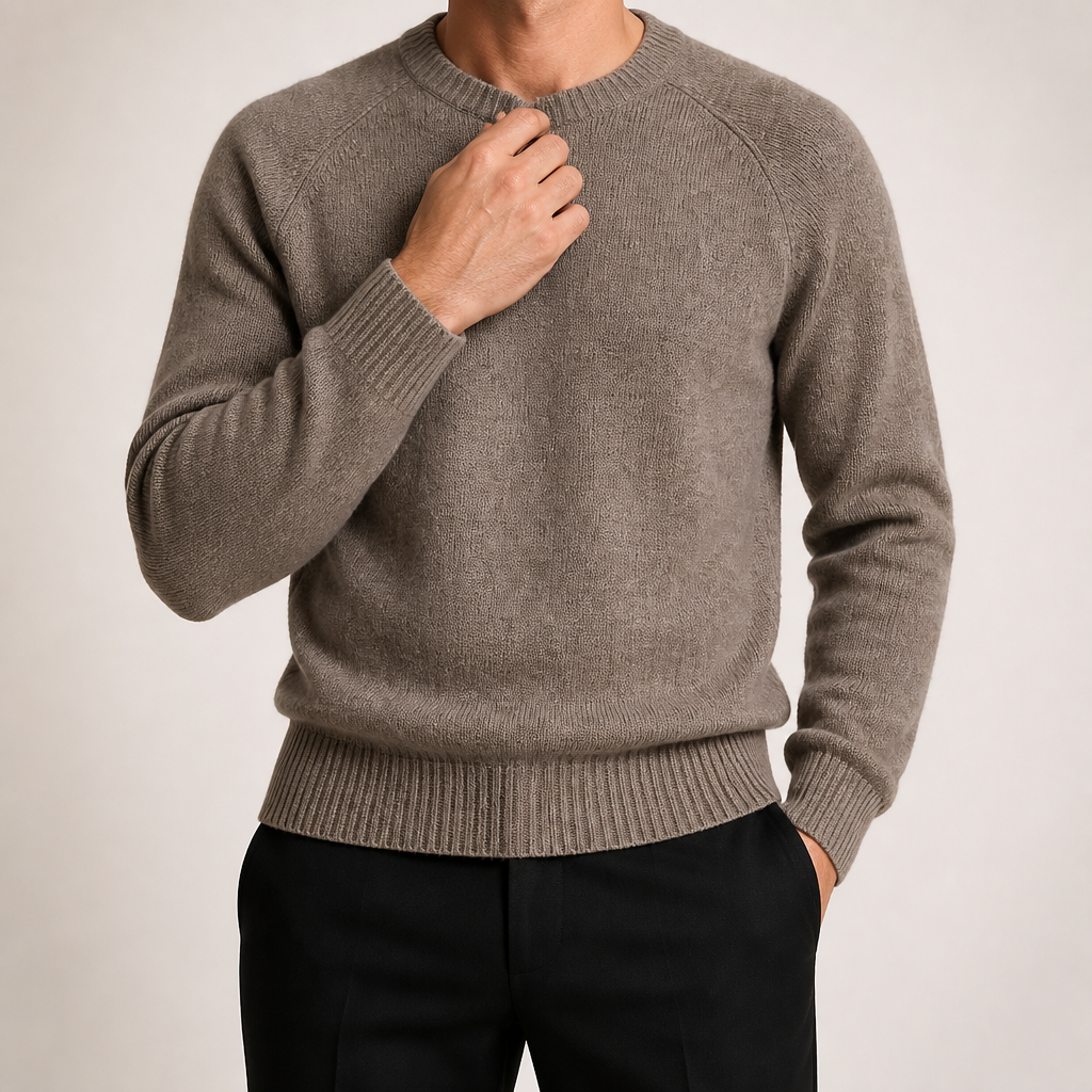 Elliott | Mens Knit Sweater Crew Neck Warm Winter Knitted Pullover, Purple