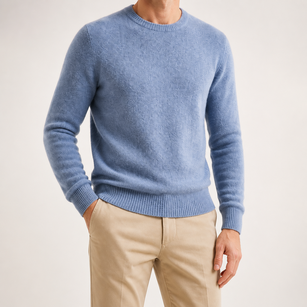 Elliott | Mens Knit Sweater Crew Neck Warm Winter Knitted Pullover, Blue