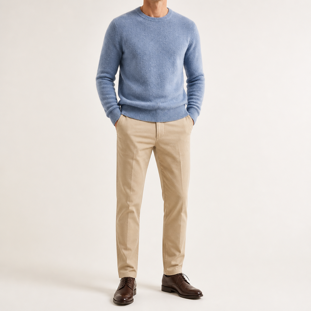 Elliott | Mens Knit Sweater Crew Neck Warm Winter Knitted Pullover, Blue