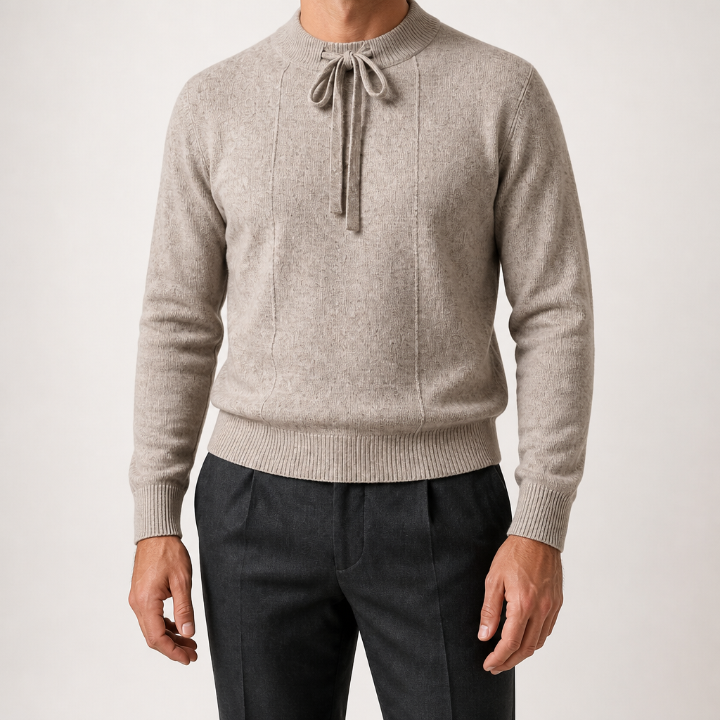 Elliott | Mens Knit Sweater Crew Neck Warm Winter Knitted Pullover, Camel