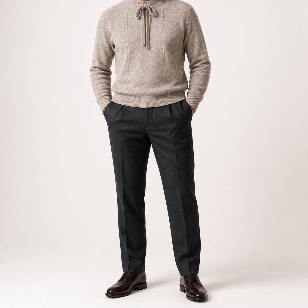 Elliott | Mens Knit Sweater Crew Neck Warm Winter Knitted Pullover, Camel