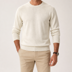 Elliott | Mens Knit Sweater Crew Neck Warm Winter Knitted Pullover, White
