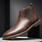 Ellison | Mens Retro Leather Chelsea Ankle Boots - Brown
