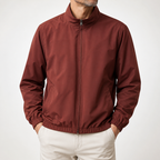 Ellison | Mens Windproof Reversible Stand Collar Bomber Autumn Jacket, Burgundy Red