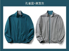 Ellison | Mens Windproof Reversible Stand Collar Bomber Autumn Jacket - Peacock Blue
