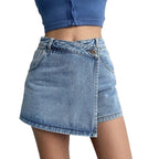 Elodie | Womens High Waisted Denim Skort Skirt Shorts - 1