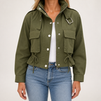 Elowen | Womens Winter Drawstring Short Casual Workwear Jacket, Army Green