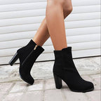 Elspeth | Womens Round Toe Chunky Heel Winter Ankle Boots - 2
