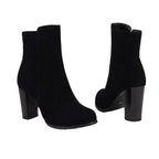 Elspeth | Womens Round Toe Chunky Heel Winter Ankle Boots - 5