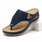 Ember | Womens Studded Wedge Flip Flops Toe Post Sandals
