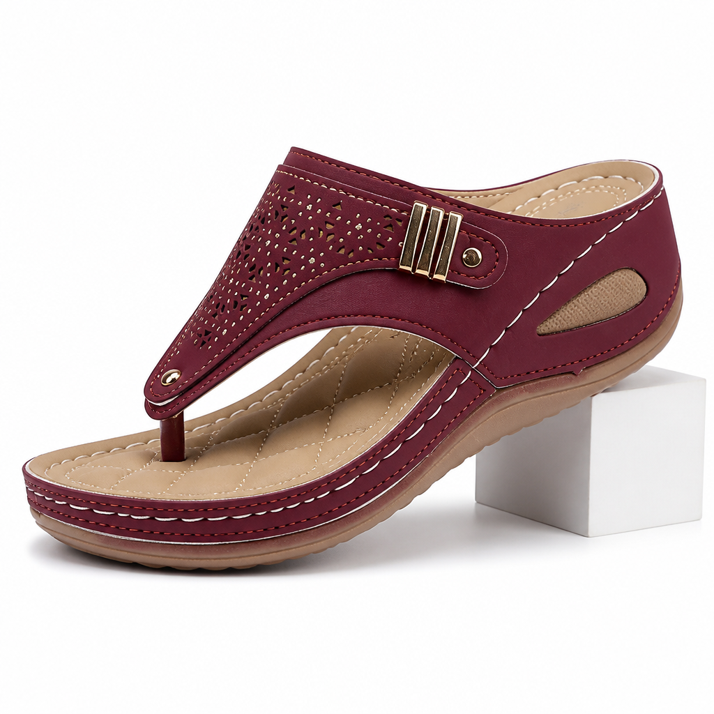 Ember | Womens Studded Wedge Flip Flops Toe Post Sandals