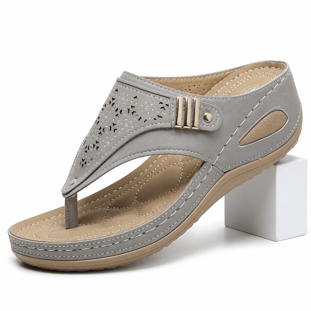 Ember | Womens Studded Wedge Flip Flops Toe Post Sandals