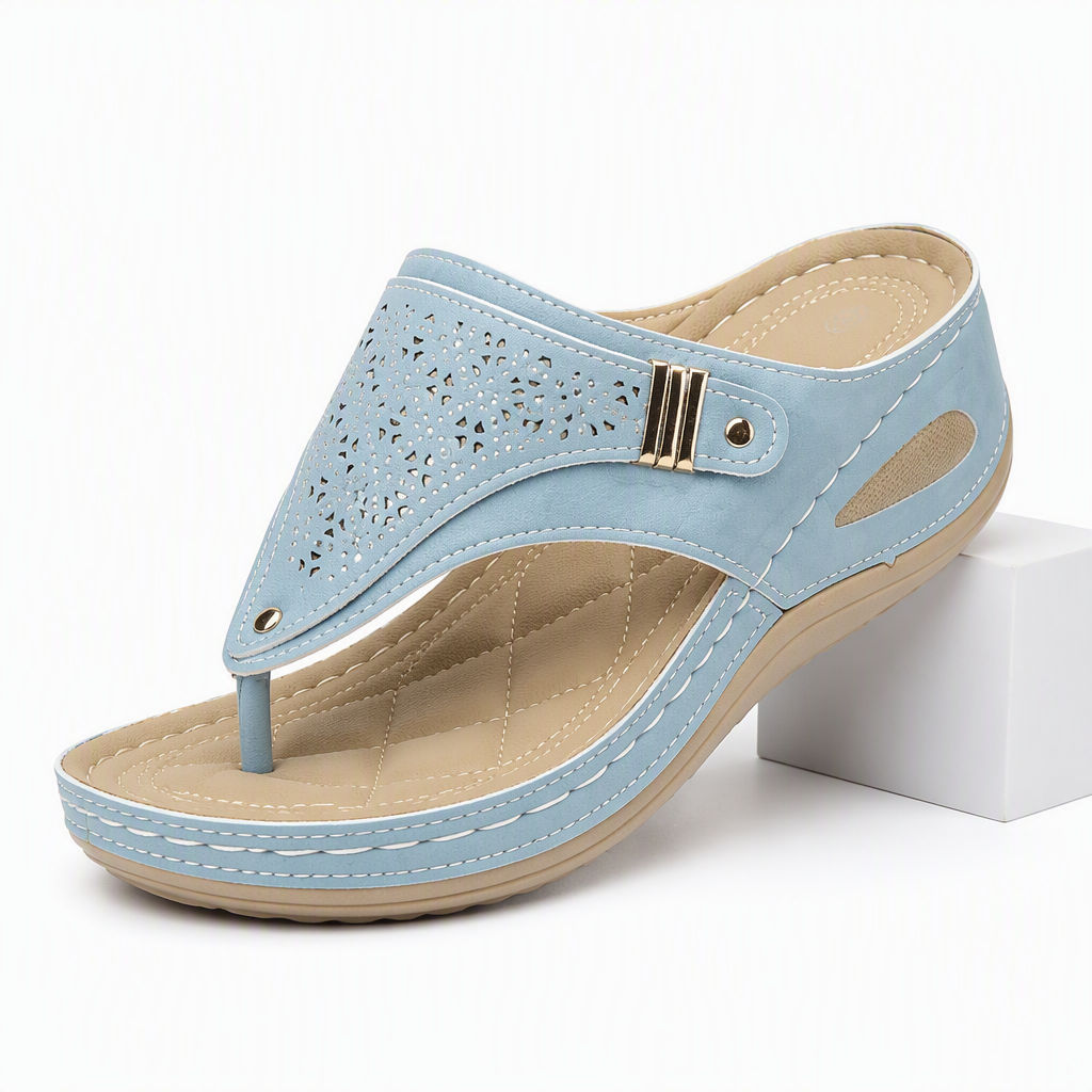 Ember | Womens Studded Wedge Flip Flops Toe Post Sandals