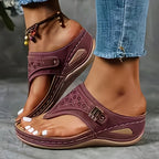 Ember | Womens Studded Wedge Flip Flops Toe Post Sandals