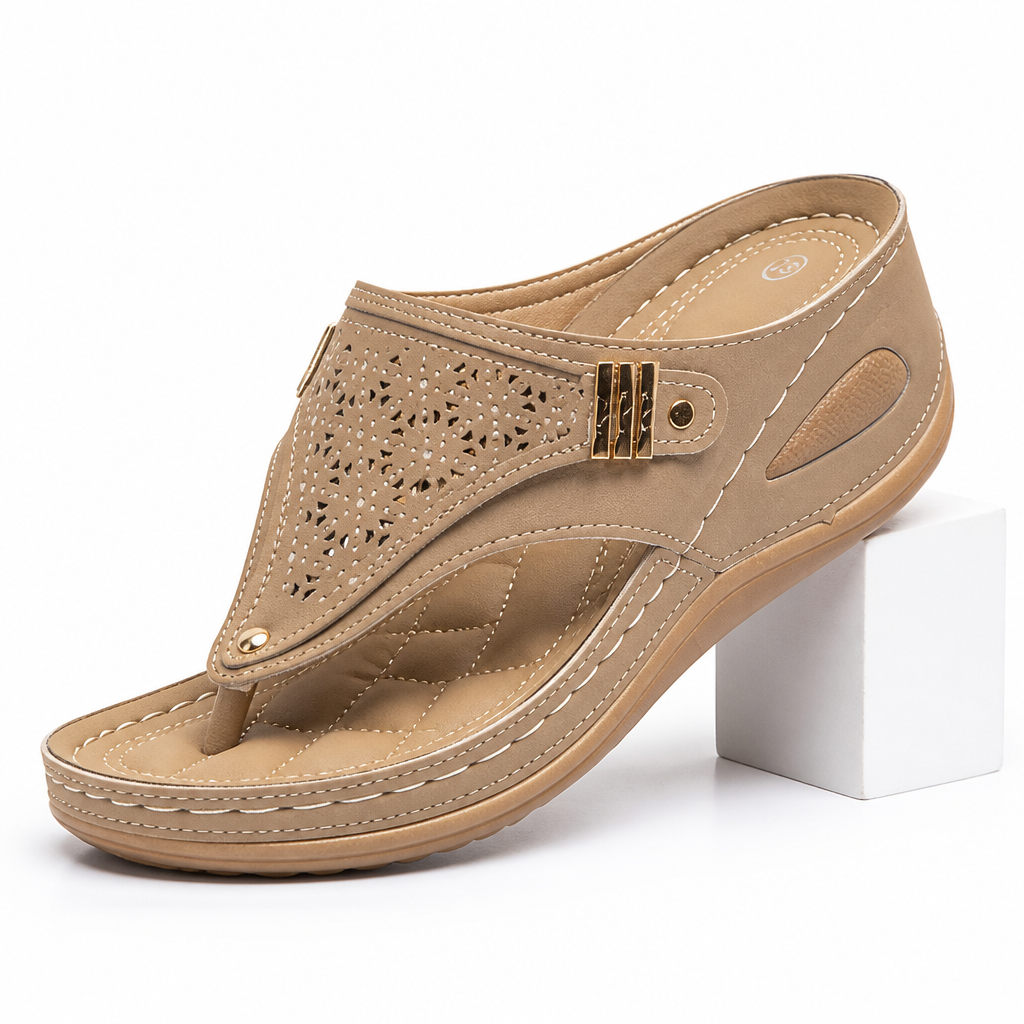 Ember | Womens Studded Wedge Flip Flops Toe Post Sandals