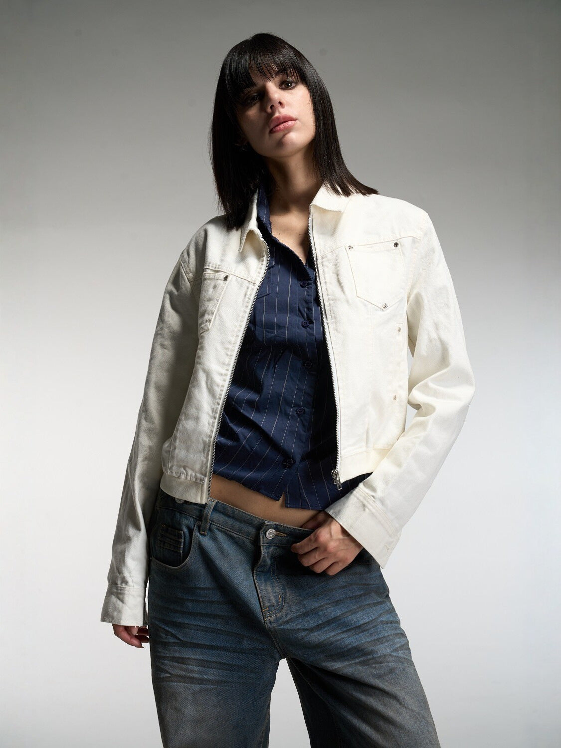 Emilia | Womens Cropped Vintage Denim Jacket