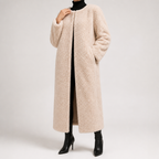 Emma | Womens Faux Fur Coat Longline Warm Winter Jacket, Apricot