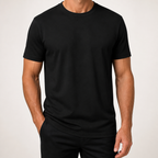 Emmerson | Mens Cotton Round Neck Short Sleeve T Shirt, Black