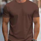 Emmerson | Mens Cotton Round Neck Short Sleeve T Shirt - Brown