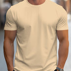 Emmerson | Mens Cotton Round Neck Short Sleeve T Shirt - Khaki