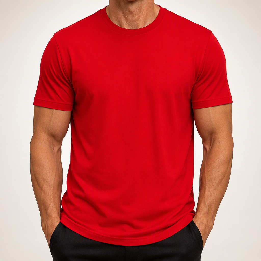 Emmerson | Mens Cotton Round Neck Short Sleeve T Shirt, Red