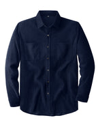 Emmett | Mens Corduroy Long Sleeve Shirt - Navy Blue