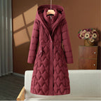 Erin | Womens Long Puffer Coat Padded Waist Cinching Warm Winter Jacket