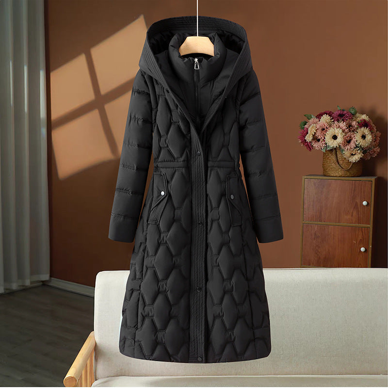 Erin | Womens Long Puffer Coat Padded Waist Cinching Warm Winter Jacket