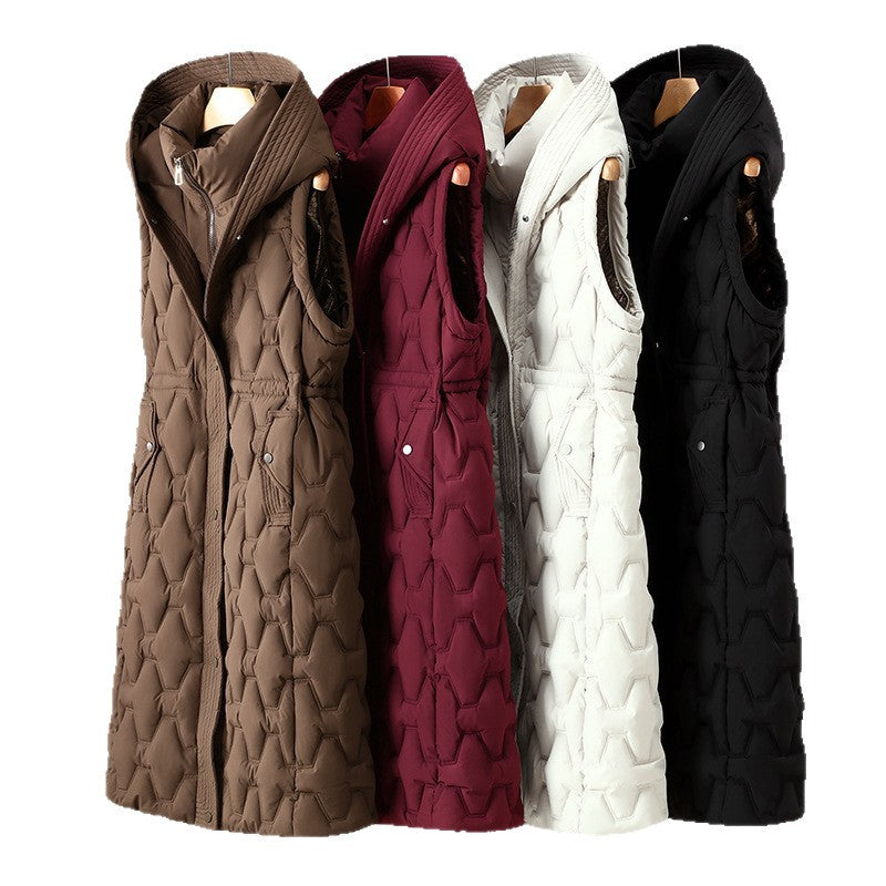 Erin | Womens Long Puffer Coat Padded Waist Cinching Warm Winter Jacket