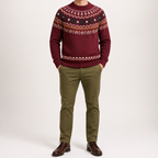 Ernest | Mens Round Neck Knit Winter Pullover Sweater, Red