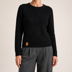 Esme | Womens Knitted Wool Diamond Plaid Warm Winter Jumper, Black