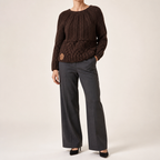 Esme | Womens Knitted Wool Diamond Plaid Warm Winter Jumper, Coffee