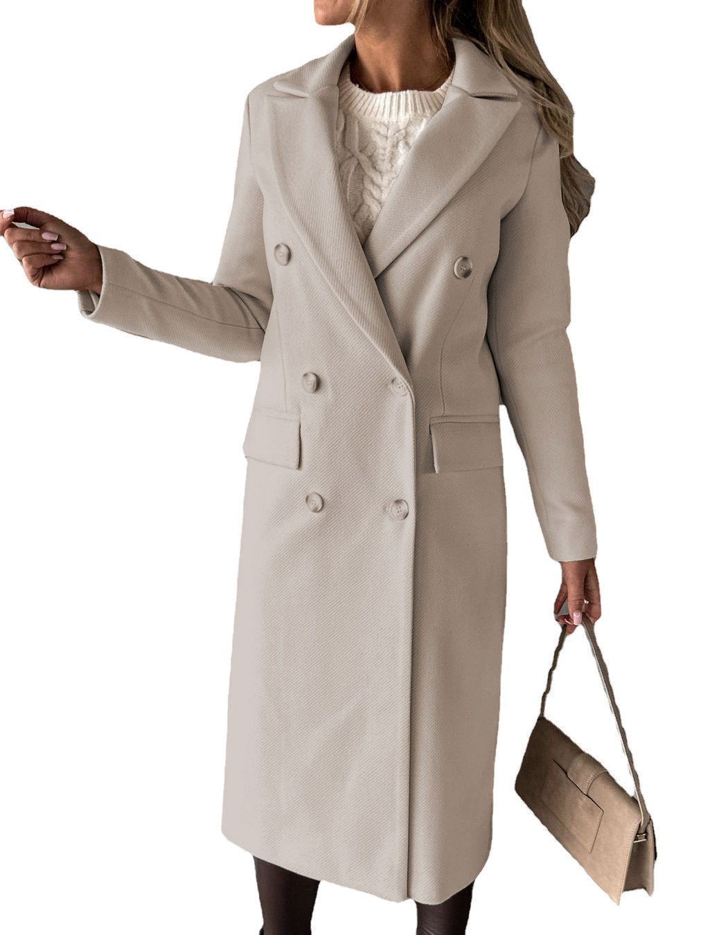 Estelle | Womens Double Breasted Wool Coat with Pockets - 12