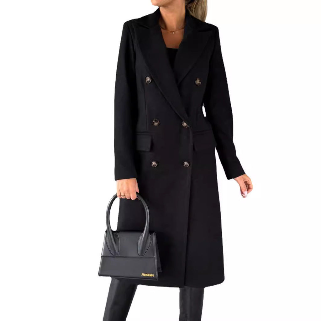 Estelle | Womens Double Breasted Wool Coat with Pockets - 5