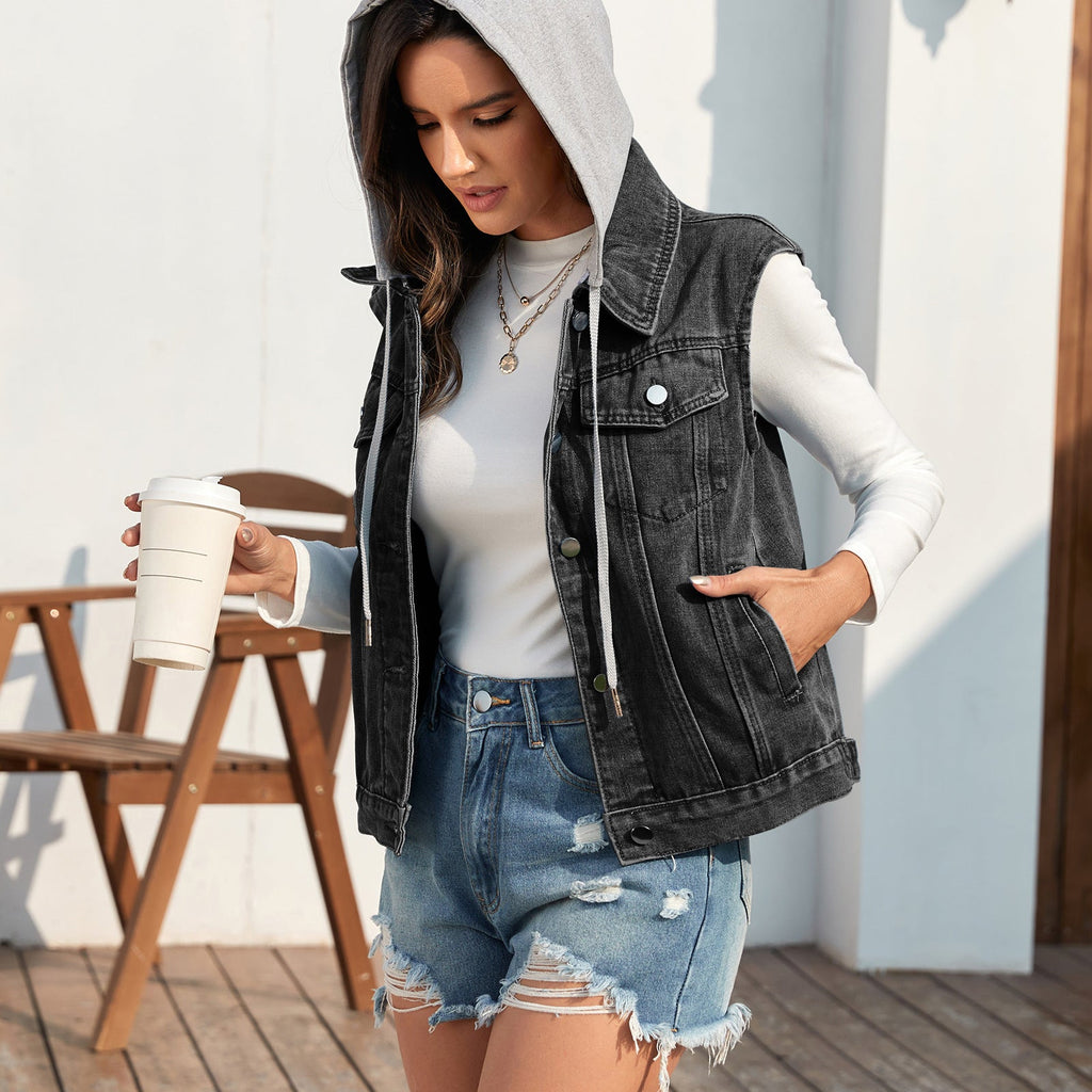 Etta | Womens Hooded Denim Vest