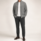Eugene | Mens Cardigan Sweater Zip Knit Stand Collar Casual Jacket, Grey