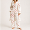 Eugenia | Womens Cotton Heart Print Loungewear Pajama Set, Apricot