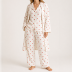 Eugenia | Womens Cotton Heart Print Loungewear Pajama Set, Apricot