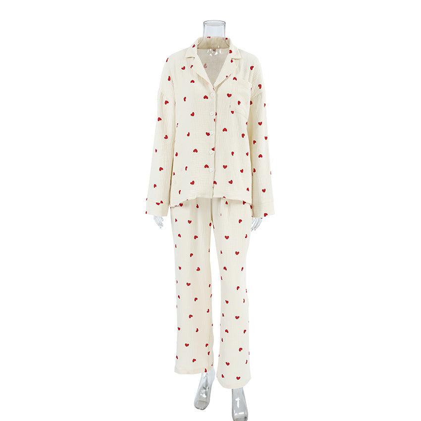 Eugenia | Womens Cotton Heart Print Loungewear Pajama Set