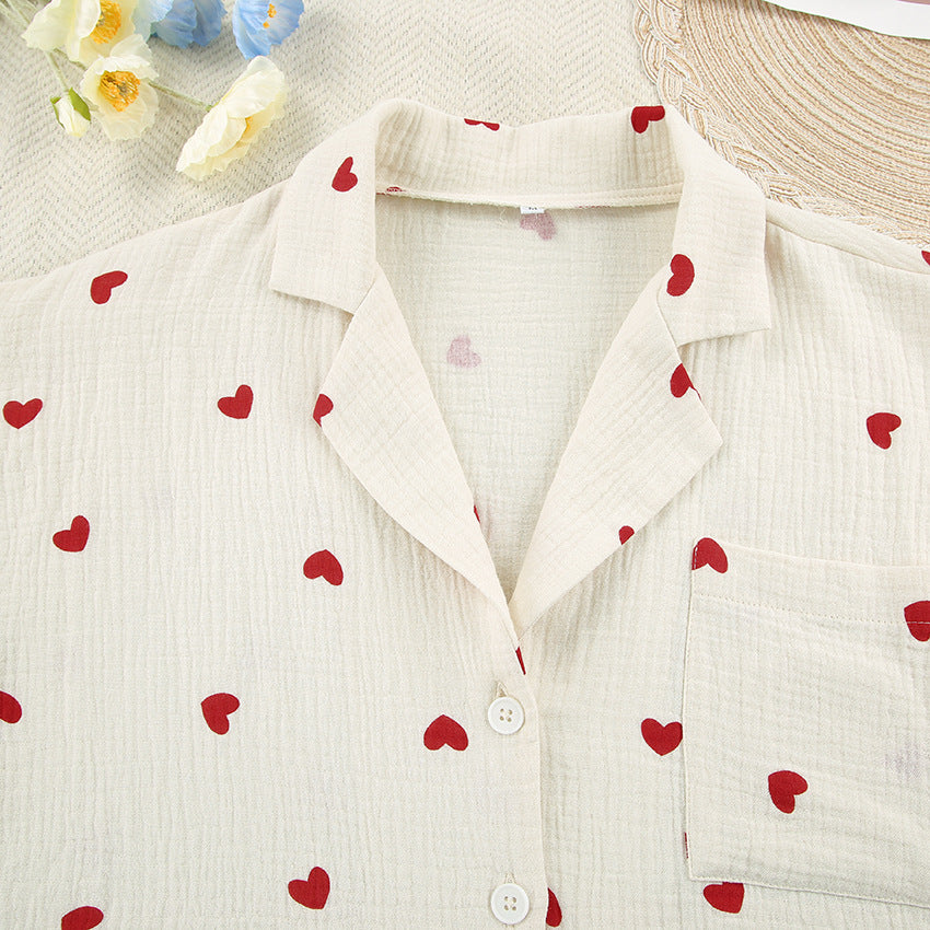 Eugenia | Womens Cotton Heart Print Loungewear Pajama Set
