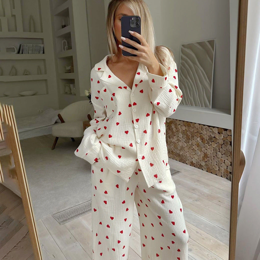 Eugenia | Womens Cotton Heart Print Loungewear Pajama Set