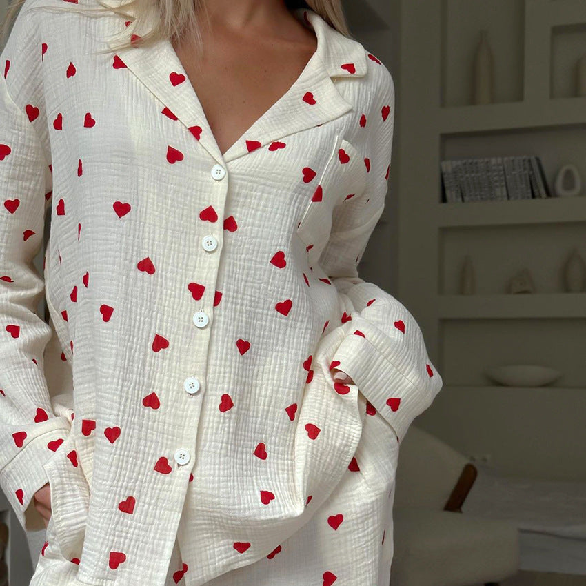 Eugenia | Womens Cotton Heart Print Loungewear Pajama Set