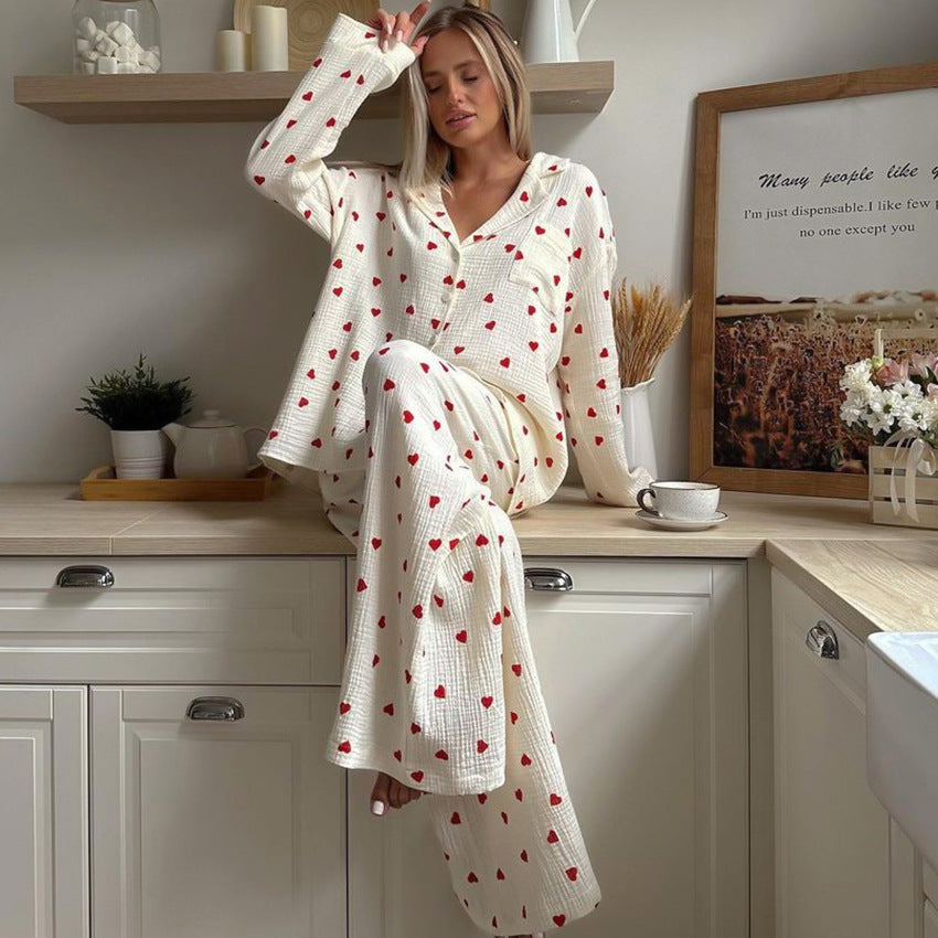Eugenia | Womens Cotton Heart Print Loungewear Pajama Set