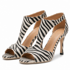 Eva | Womens Peep Toe Heeled Sandals Back Zip Thin Heel Shoes