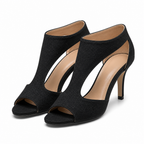 Eva | Womens Peep Toe Heeled Sandals Back Zip Thin Heel Shoes