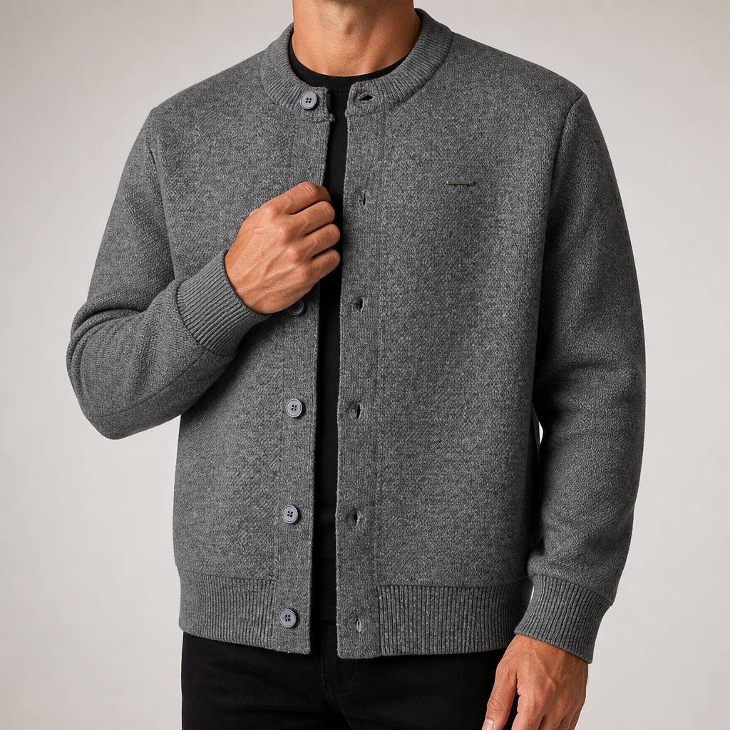 Evan | Mens Bomber Jacket Casual Loose Baseball Collar Coat, Dark Grey