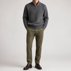 Evander | Mens Knitted Wool Half Zip Long Sleeve Jumper, Grey