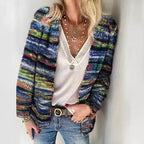 Evangeline | Womens Colourful Print Knit Cardigan Loose Playful - 2